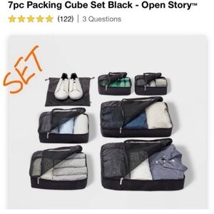 Open Story (Target) - 7 Packing Cubes - Black 7 Piece - NWT